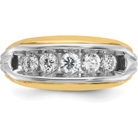 14K Two-Tone Gold 5-Stone Diamond Band Ring with 1 Carat Total Diamond Weight by IBGoodman