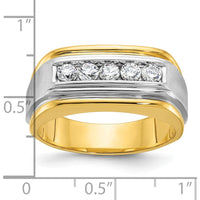 14K Two-Tone Gold 5-Stone Diamond Band Ring with Round Faceted Diamonds - 0.515 Carats Total Diamond Weight by IBGoodman