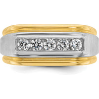 14K Two-Tone Gold 5-Stone Diamond Band Ring with Round Faceted Diamonds - 0.515 Carats Total Diamond Weight by IBGoodman