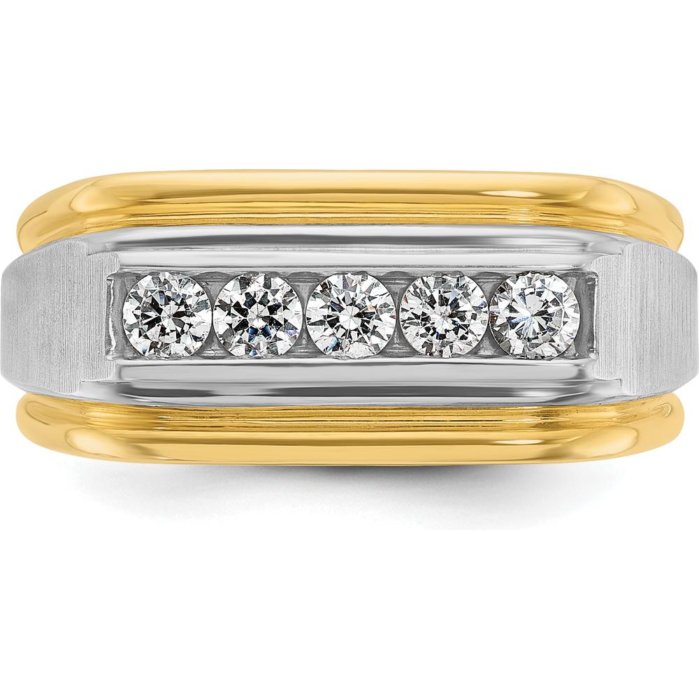 14K Two-Tone Gold 5-Stone Diamond Band Ring with Round Faceted Diamonds - 0.515 Carats Total Diamond Weight by IBGoodman
