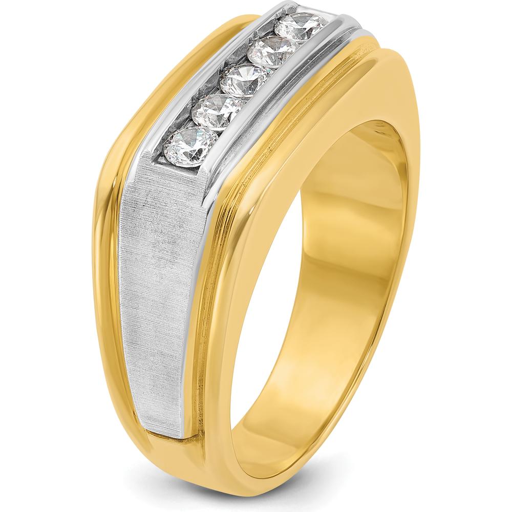 14K Two-Tone Gold 5-Stone Diamond Band Ring with Round Faceted Diamonds - 0.515 Carats Total Diamond Weight by IBGoodman