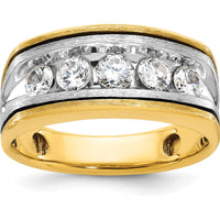 14K Two-Tone Gold 5-Stone Diamond Ring with Round Faceted Diamonds - 1.00 Carats Total Diamond Weight by IBGoodman