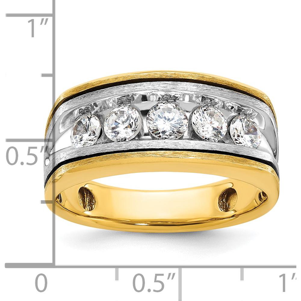 14K Two-Tone Gold 5-Stone Diamond Ring with Round Faceted Diamonds - 1.00 Carats Total Diamond Weight by IBGoodman