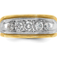 14K Two-Tone Gold 5-Stone Diamond Ring with Round Faceted Diamonds - 1.00 Carats Total Diamond Weight by IBGoodman