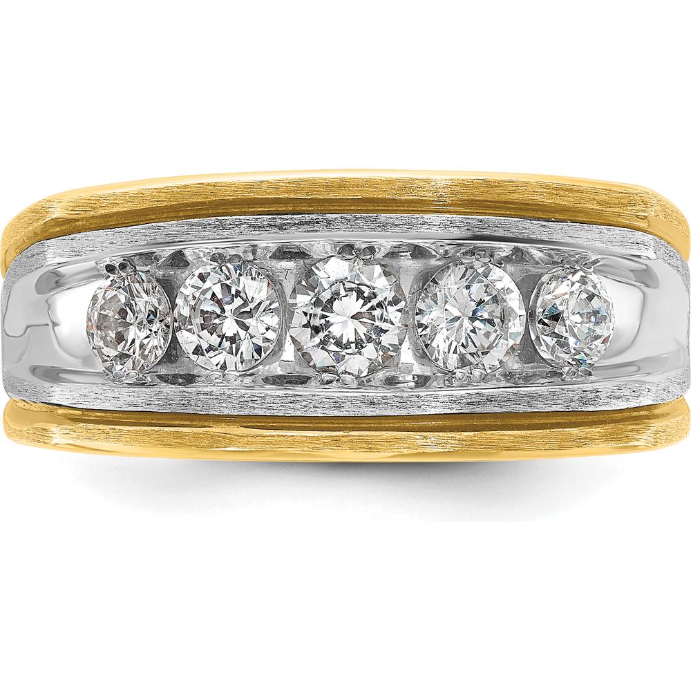 14K Two-Tone Gold 5-Stone Diamond Ring with Round Faceted Diamonds - 1.00 Carats Total Diamond Weight by IBGoodman
