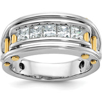14K Two-Tone Gold 5-Stone Square Ring Mounting for Men by IBGoodman