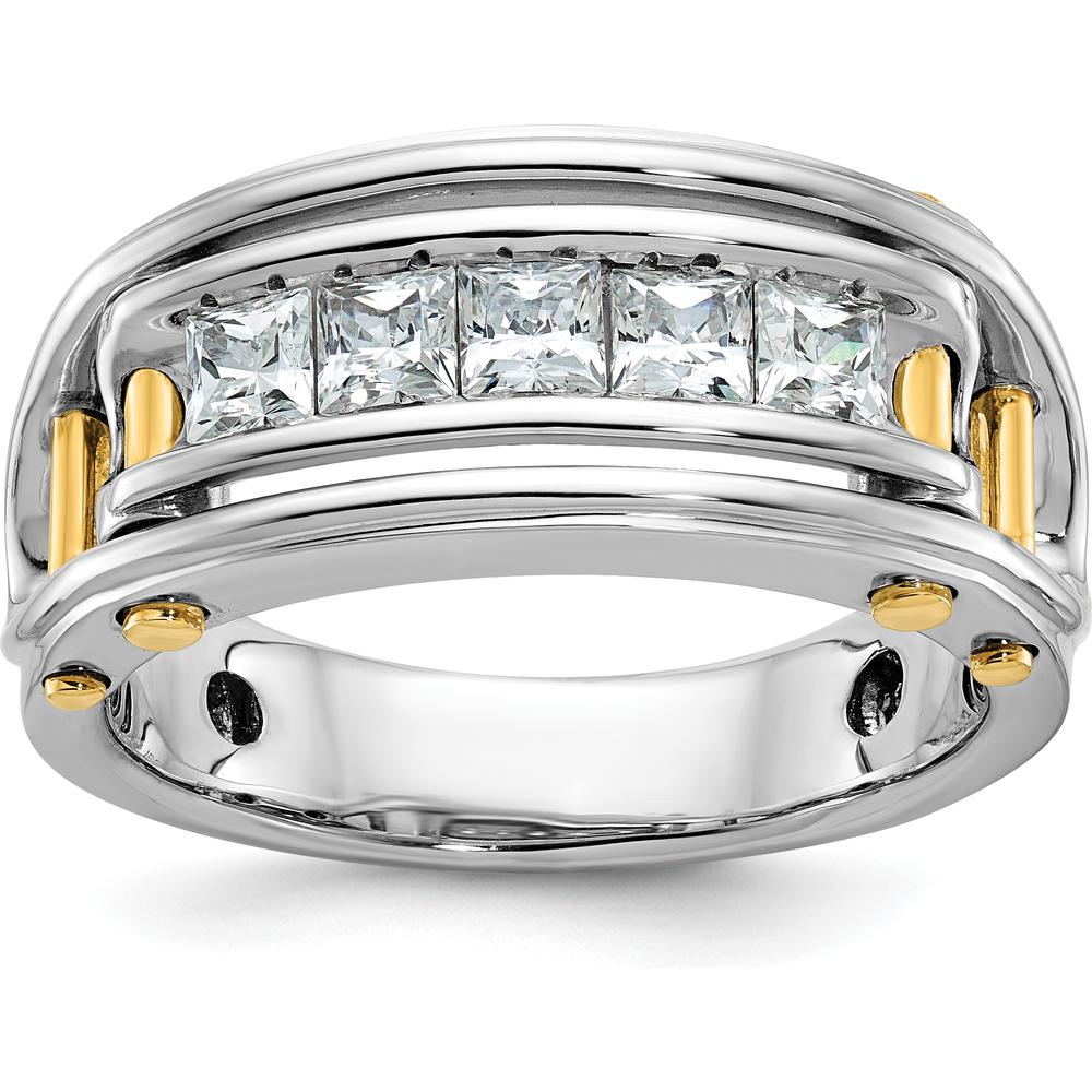 14K Two-Tone Gold 5-Stone Square Ring Mounting for Men by IBGoodman