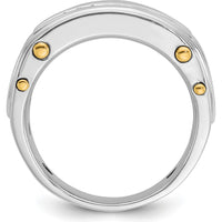 14K Two-Tone Gold 5-Stone Square Ring Mounting for Men by IBGoodman