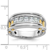 14K Two-Tone Gold 5-Stone Square Ring Mounting for Men by IBGoodman