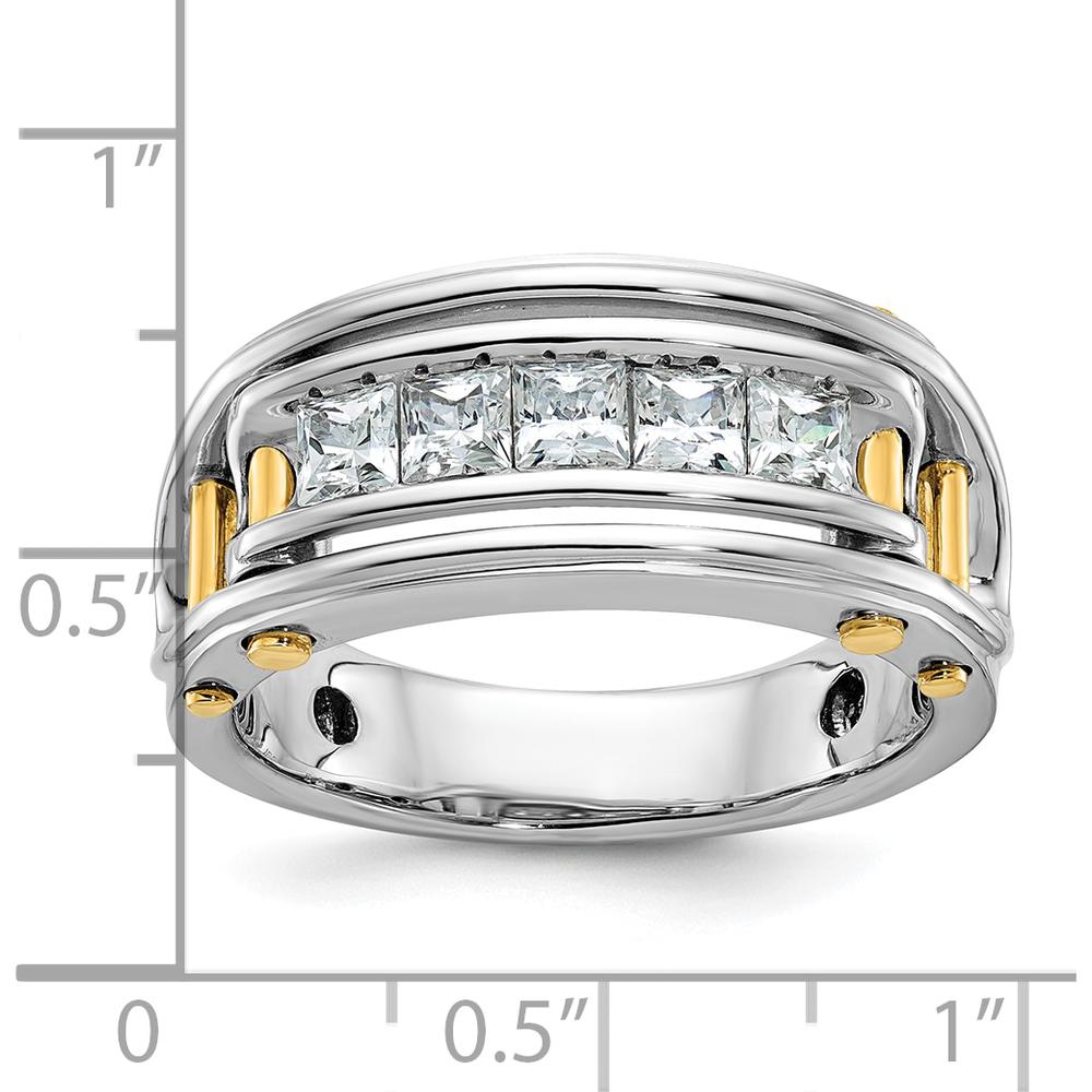 14K Two-Tone Gold 5-Stone Square Ring Mounting for Men by IBGoodman