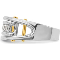 14K Two-Tone Gold 5-Stone Square Ring Mounting for Men by IBGoodman