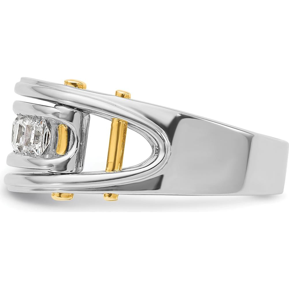 14K Two-Tone Gold 5-Stone Square Ring Mounting for Men by IBGoodman