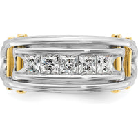 14K Two-Tone Gold 5-Stone Square Ring Mounting for Men by IBGoodman