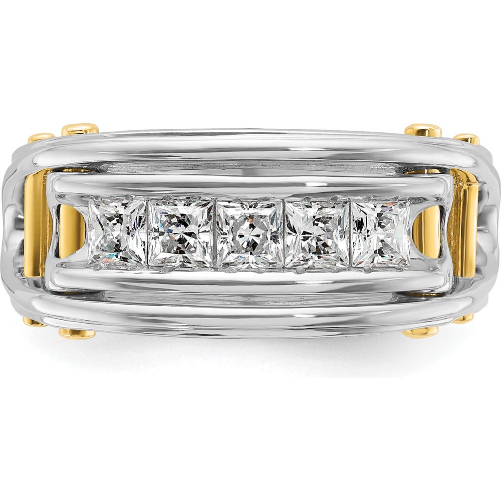 14K Two-Tone Gold 5-Stone Square Ring Mounting for Men by IBGoodman
