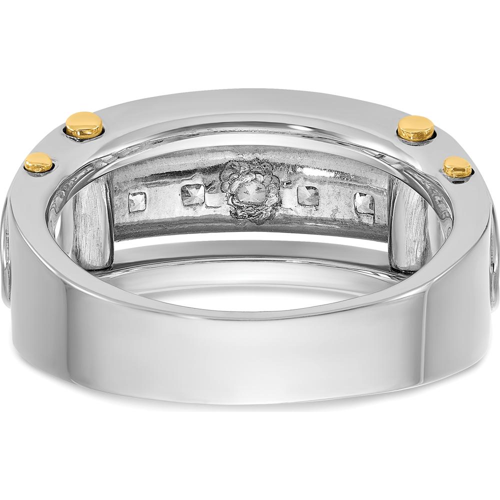 14K Two-Tone Gold 5-Stone Square Ring Mounting for Men by IBGoodman
