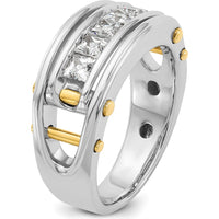 14K Two-Tone Gold 5-Stone Square Ring Mounting for Men by IBGoodman