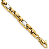 14K Two-Tone Gold 5mm Polished Fancy Link Bracelet with Lobster Clasp - 7.5 inches by 0
