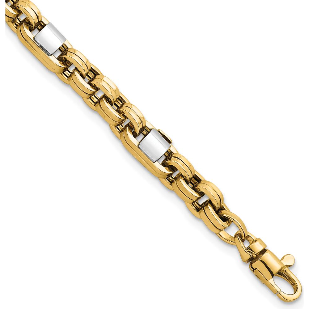 14K Two-Tone Gold 5mm Polished Fancy Link Bracelet with Lobster Clasp - 7.5 inches by 0