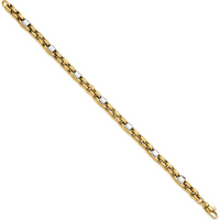14K Two-Tone Gold 5mm Polished Fancy Link Bracelet with Lobster Clasp - 7.5 inches by 0