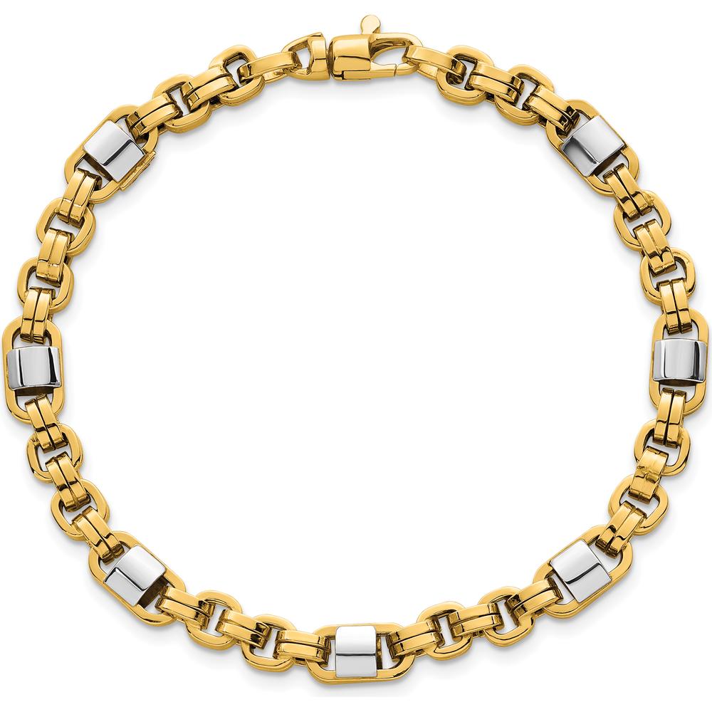 14K Two-Tone Gold 5mm Polished Fancy Link Bracelet with Lobster Clasp - 7.5 inches by 0