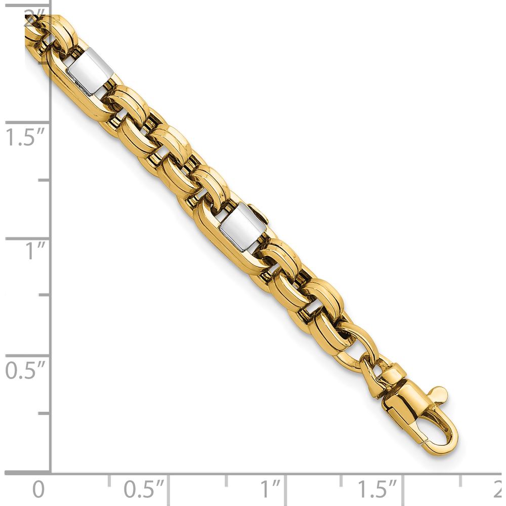 14K Two-Tone Gold 5mm Polished Fancy Link Bracelet with Lobster