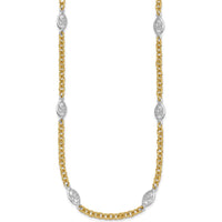 14K Two-Tone Gold 6.5mm Fancy Cable Chain with Filigree Oval Connectors Necklace - 18" Length by 0