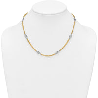 14K Two-Tone Gold 6.5mm Fancy Cable Chain with Filigree Oval Connectors Necklace - 18" Length by 0