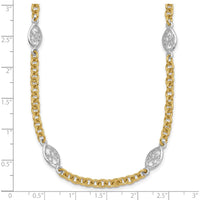 14K Two-Tone Gold 6.5mm Fancy Cable Chain with Filigree Oval Connectors Necklace - 18" Length by 0