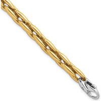 14K Two-Tone Gold 6.75mm Fancy Cable Link Bracelet with Lobster Clasp - 7.25" Length by 0