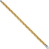 14K Two-Tone Gold 6.75mm Fancy Cable Link Bracelet with Lobster Clasp - 7.25" Length by 0