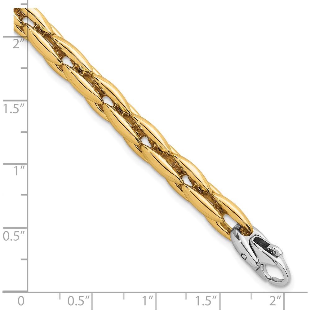 14K Two-Tone Gold 6.75mm Fancy Cable Link Bracelet with Lobster Clasp - 7.25" Length by 0