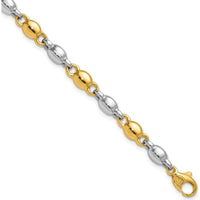 14K Two-Tone Gold 7.25" Polished Fancy Link Bracelet - 5.25mm Width by 0