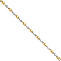 14K Two-Tone Gold 7.25" Polished Fancy Link Bracelet - 5.25mm Width by 0