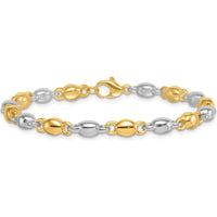 14K Two-Tone Gold 7.25" Polished Fancy Link Bracelet - 5.25mm Width by 0