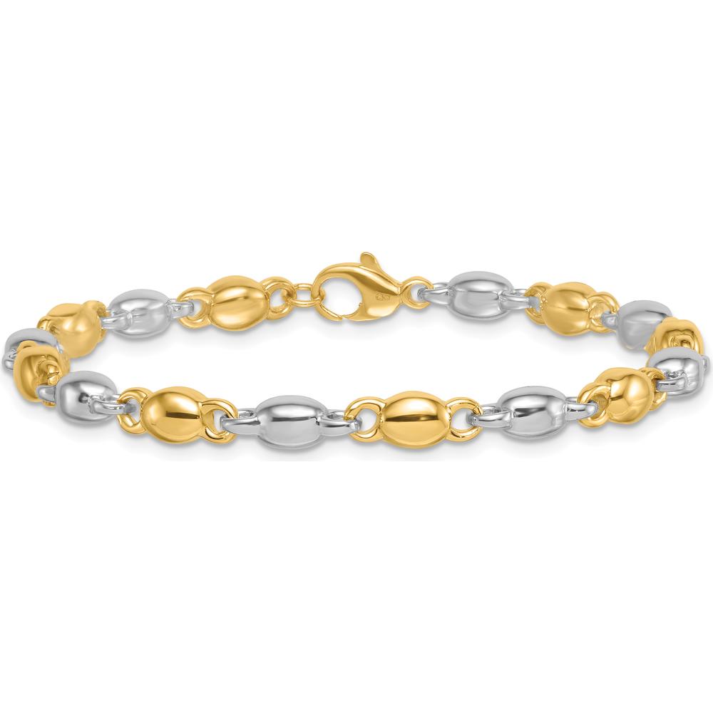 14K Two-Tone Gold 7.25" Polished Fancy Link Bracelet - 5.25mm Width by 0
