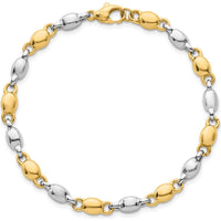 14K Two-Tone Gold 7.25" Polished Fancy Link Bracelet - 5.25mm Width by 0
