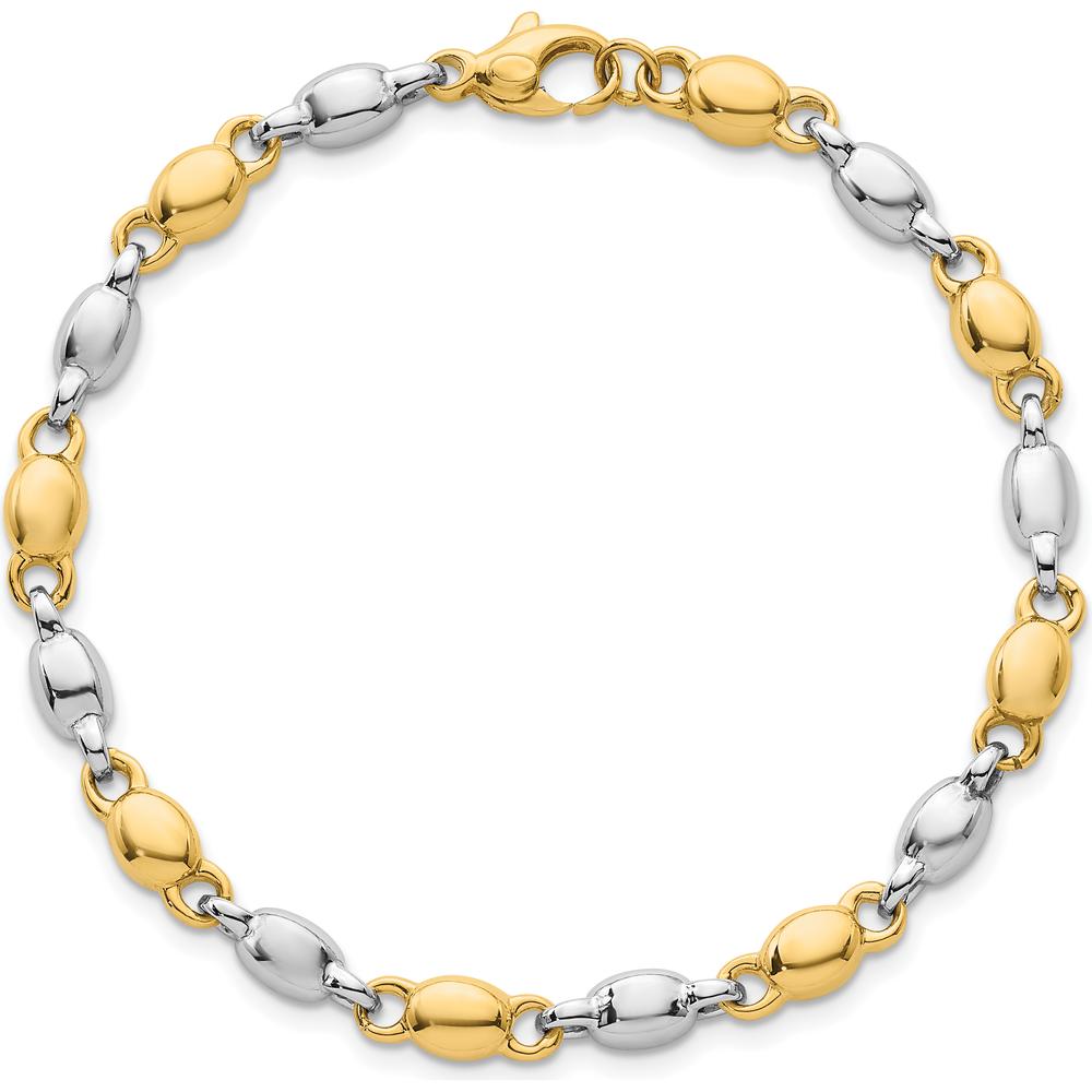 14K Two-Tone Gold 7.25" Polished Fancy Link Bracelet - 5.25mm Width by 0