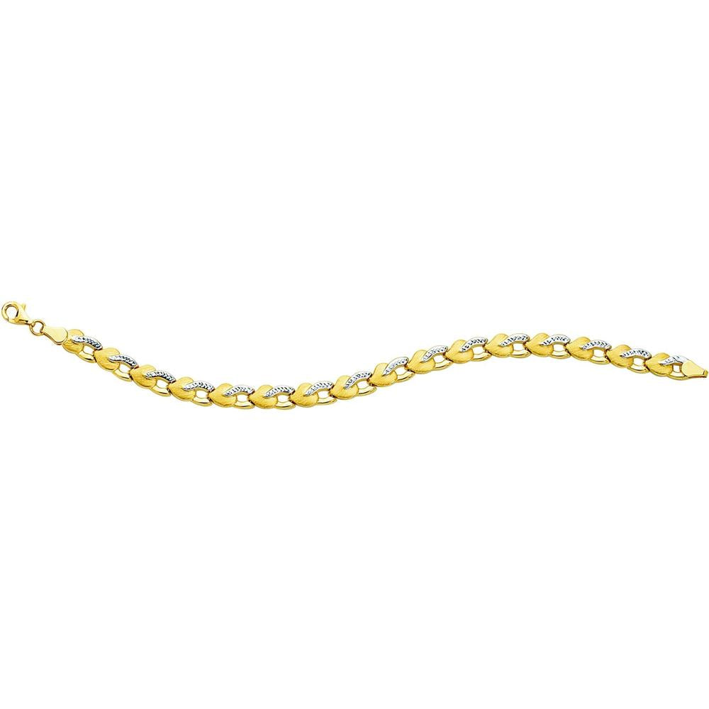 14K Two-Tone Gold 7.25" Stampato Bracelet with Diamond-Cut Finish by Orozza Fine Jewelry