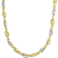 14K Two-Tone Gold 7.5" Fancy Link Bracelet with Polished & Diamond Cut Oval Links by Orozza Fine Jewelry