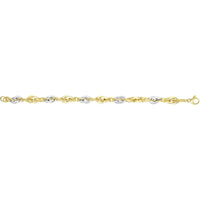 14K Two-Tone Gold 7.5" Fancy Link Bracelet with Polished & Diamond Cut Oval Links by Orozza Fine Jewelry