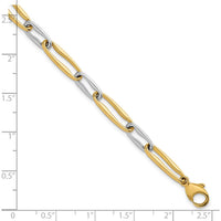 14K Two-Tone Gold 7.5" Fancy Long Link Bracelet with Polished Finish - 5.75mm by 0