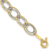 14K Two-Tone Gold 7.5" Oval Link Bracelet with Spring Ring Clasp by 0