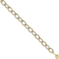 14K Two-Tone Gold 7.5" Oval Link Bracelet with Spring Ring Clasp by 0