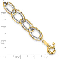14K Two-Tone Gold 7.5" Oval Link Bracelet with Spring Ring Clasp by 0