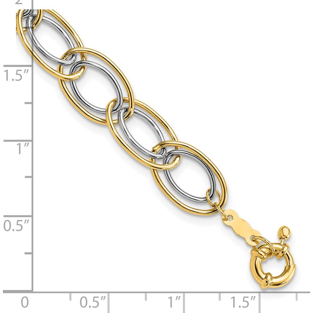 14K Two-Tone Gold 7.5" Oval Link Bracelet with Spring Ring Clasp by 0