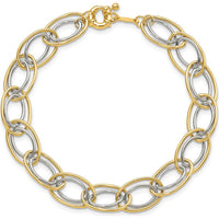 14K Two-Tone Gold 7.5" Oval Link Bracelet with Spring Ring Clasp by 0