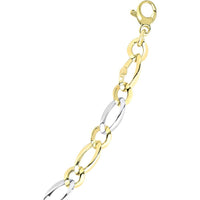 14K Two-Tone Gold 7.5" Polished Alternating Oval & Round Link Chain Bracelet by Orozza Fine Jewelry