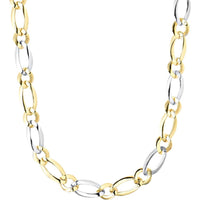 14K Two-Tone Gold 7.5" Polished Alternating Oval & Round Link Chain Bracelet by Orozza Fine Jewelry