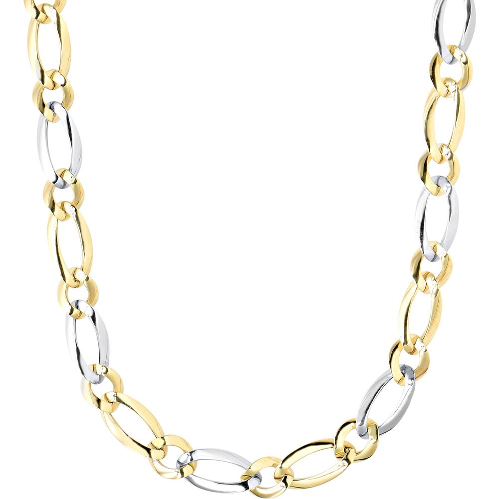 14K Two-Tone Gold 7.5" Polished Alternating Oval & Round Link Chain Bracelet by Orozza Fine Jewelry