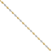 14K Two-Tone Gold 7.75" Beaded Bracelet with Polished and Diamond-Cut Puffed Beads by Oro Pregiato